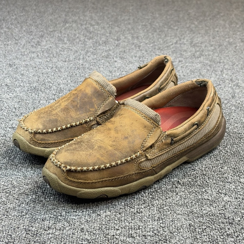 Twisted X Driving Moc Slip On Loafers‎ Brown Distressed Leather Shoes Mens 7.5 M